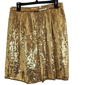 VIntage Rina Z Gold Sequin Silk Shorts Womens Medium Vtg Hand Ornamented NWT New